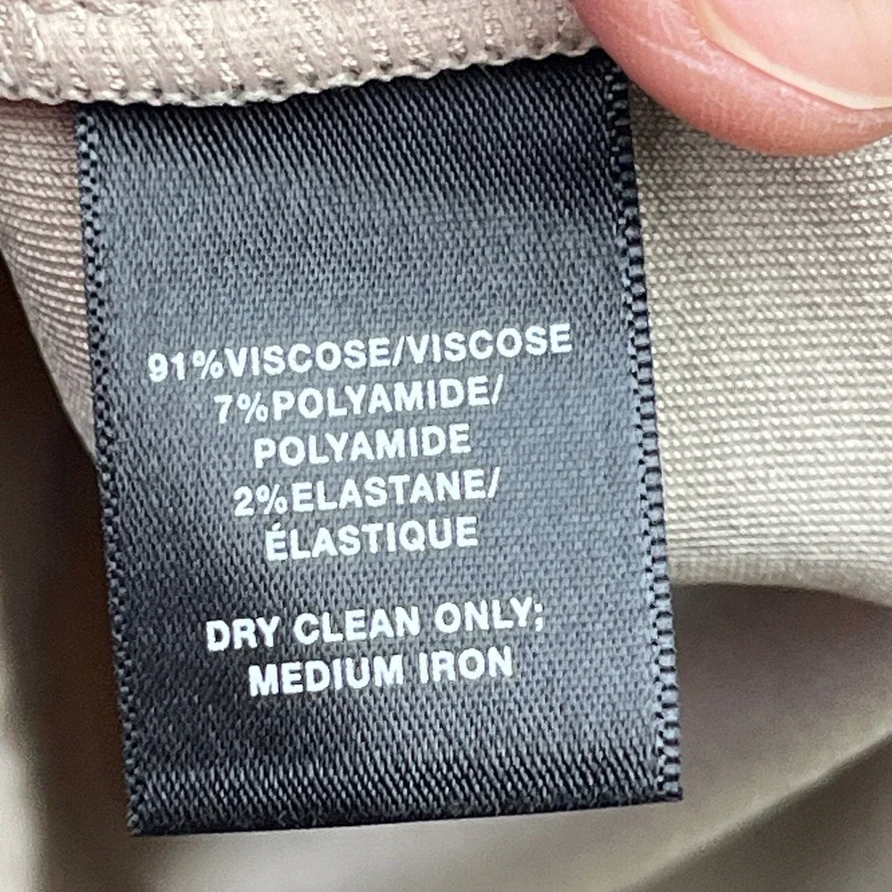 Lafayette 148 New York Drawstring Waist Dress Medium Beige V-Neck Dolman Pockets - Picture 8 of 12